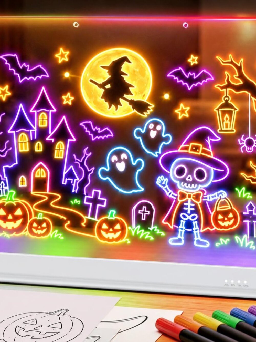 NEW 19.7-Inch Rechargeable LED Drawing Board with 15-Color Glow Effects Large 6